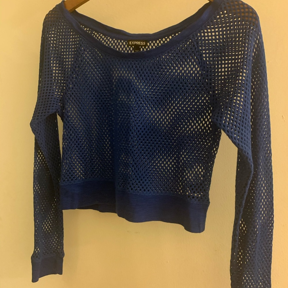 EXPRESS royal blue mesh crop top
